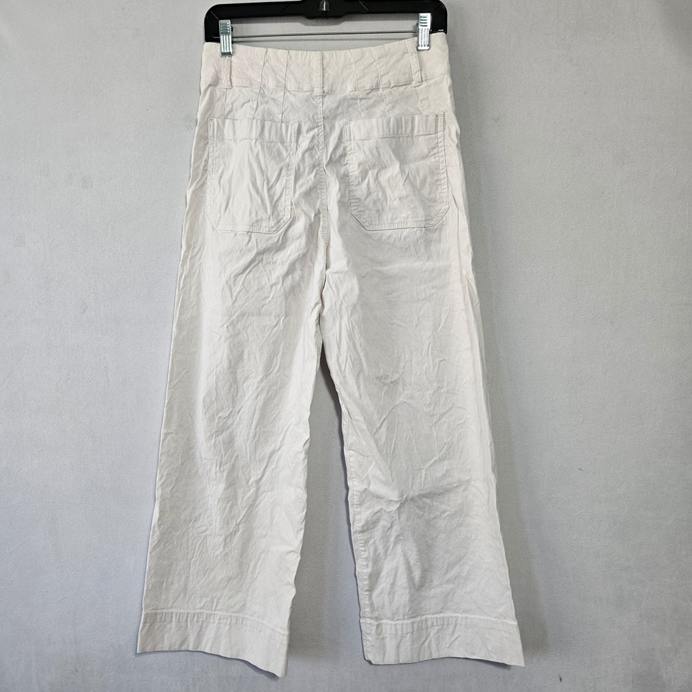 Maeve White Wide-Leg Linen Blend Pants - Picture 3 of 16